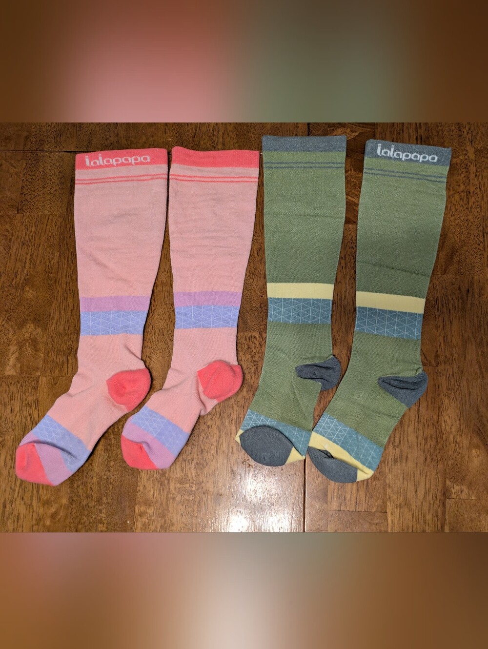 Lalapapa Compression Socks — Size L - XL Pink and Olive